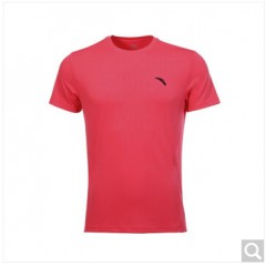 安踏T恤男短袖2020年夏季薄款圆领男装速干透气舒适跑步上衣冰丝手感男士运动服饰半袖 -1柚红色