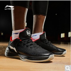 李宁篮球鞋驭帅11男鞋韦德之道7音速6低帮透气运动鞋青龙幻夜 标准黑/熔岩红