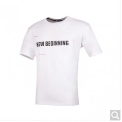 贵人鸟男针织圆领短袖T恤夏季字母印花字母男针织圆领短袖T恤运动服 米白 M