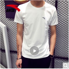 安踏短袖T恤男2020新款夏季官网旗舰白色速干体恤上衣运动服半袖 基础黑7110