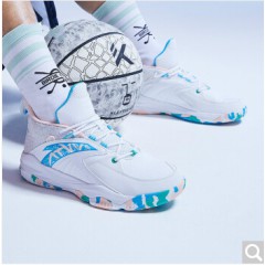 安踏篮球鞋男运动鞋2020夏季新品汤普森KT球鞋耐磨防滑潮流运动革面休闲鞋高帮战靴912011186 -3/安踏白/氯蓝/婴儿粉