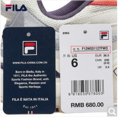 FILA女鞋 斐乐官方 掠夺者 老爹鞋女学生韩版复古跑鞋新款跑步鞋休闲运动鞋 朴色/木瓜橙-WO