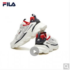 FILA官方 斐乐男鞋 skipper老爹鞋男ins潮轻便透气网面跑步鞋运动鞋休闲鞋 日岩灰/棉花白-GM 41