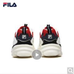 FILA官方 斐乐男鞋 skipper老爹鞋男ins潮轻便透气网面跑步鞋运动鞋休闲鞋 白/日岩灰-AMG-F12M011113