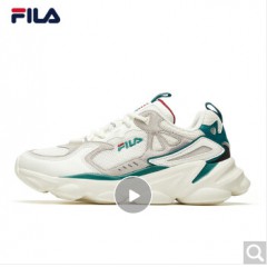 FILA官方 斐乐男鞋 skipper老爹鞋男ins潮轻便透气网面跑步鞋运动鞋休闲鞋 棉花白/万年绿-CMA-F12M931129 41