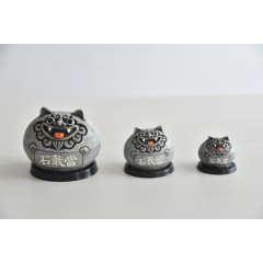 降魔的石敢当风水摆件:风狮爷四兄弟纳福标准款黄砂色