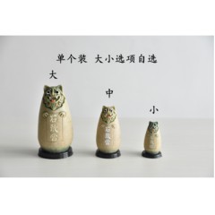 降魔的石敢当风水摆件:风狮爷四兄弟如意椭圆款灰砂色