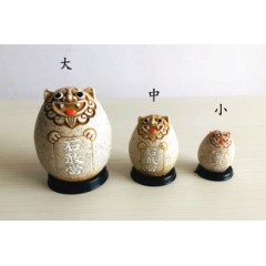 降魔的石敢当风水摆件:风狮爷四兄弟  如意椭圆款 绿砂色