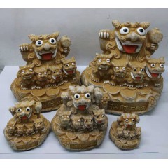 除魔的招财石敢当风水镇宅摆件:招财王头狮 岩石色