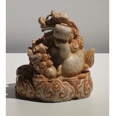 除魔的招财石敢当风水镇宅摆件:招财王头狮 岩石色