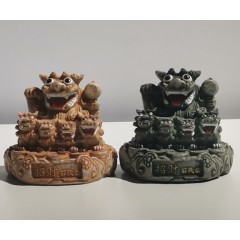 除魔的招财石敢当风水镇宅摆件:招财王头狮 岩石色