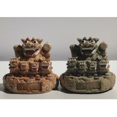 除魔的招财石敢当风水镇宅摆件:招财王头狮 岩石色