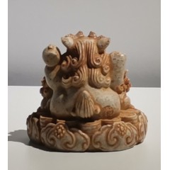 除魔的招财石敢当风水镇宅摆件:招财王头狮 砂石色