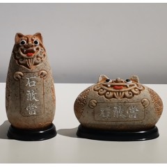 降魔的同款石敢当狮子手机支架家居风水镇宅摆件