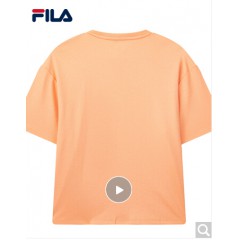 FILA斐乐女装WHITE LINE官方高圆圆同款运动蝴蝶绣花刺绣短袖T商场同款 沙橘色-OR