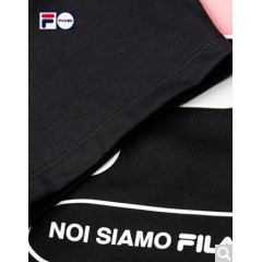 FILA斐乐女装 FUSION系列官方女子短袖T恤 2020夏季新款丝柔棉时尚半袖T恤女商场同款 深黑-BK