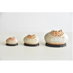 降魔的石敢当风水摆件:风狮爷四兄弟吉祥瘦高款绿砂色