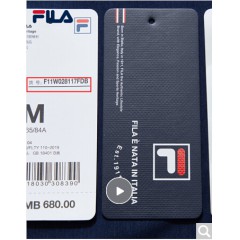 FILA斐乐女装WHITE LINE官方高圆圆同款运动蝴蝶绣花刺绣短袖T商场同款 深水手蓝-DB