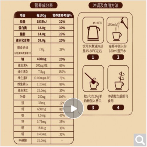 臻牧羊奶粉中老年成人无蔗糖高钙多维生素配方中老年羊奶粉罐装 820g