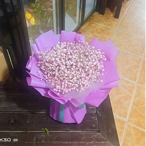 雪山 白玫 满天星 花束